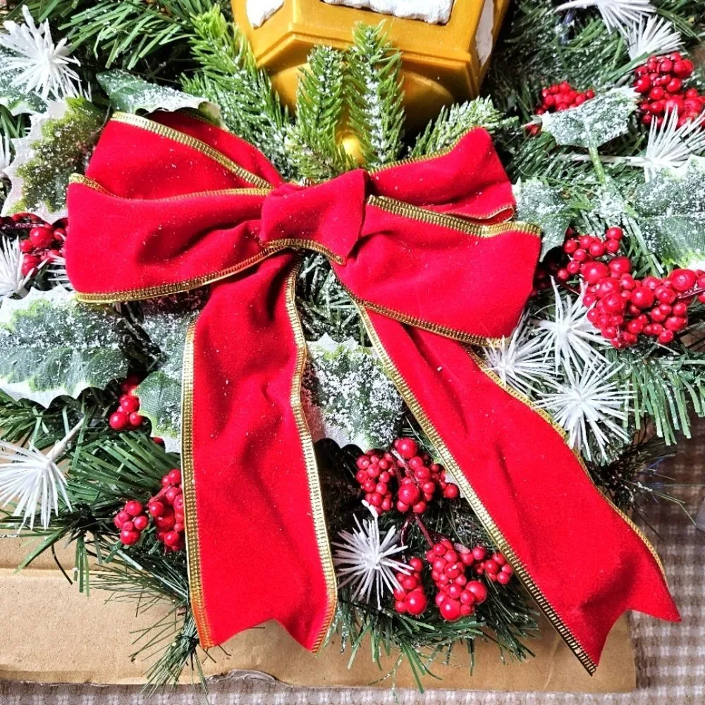 Thomas Kinkade A Happy Homecoming Illuminated Large Victorian Christmas Wreath